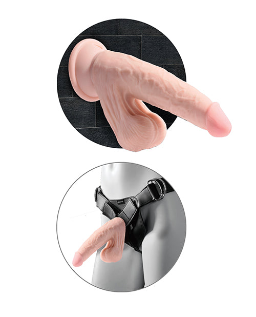 King Cock Plus Suction Cup Dildo | 9" Big Dildo Triple Density with Swinging Balls