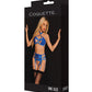 Black Label Underwire Bra w/Choker, Garterbelt & G-String Blue O/S