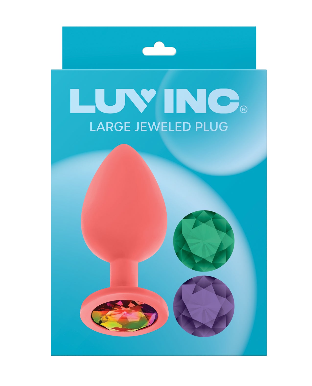 Luv Inc. Jeweled Silicone Butt Plug w/Three Stones - Large Coral