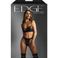 Edge Quilted Wetlook and Mesh Underwire Bra w/ Crotchless Panty - Black M/L