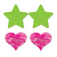 Fantasy UV Reactive Neon Star & Lace Heart Pasties - Green & Pink O/S Pack of 2