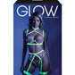 Glow Black Light Embroidered Harness Bra, Leg Garterbelt & G-String Neon Chartreuse M/L