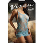 Vixen Breathless Chantilly Lace Chemise & G-String Blue L/XL