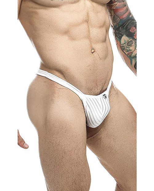 Male Basics Y Buns Thong White Sheer LG