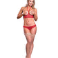 Risque Business Cupless Bra & Crotchless Panty Red L/XL