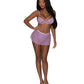 Girl Next Door Strappy Bralette w/Flirty Thong Skirt Lilac S/M