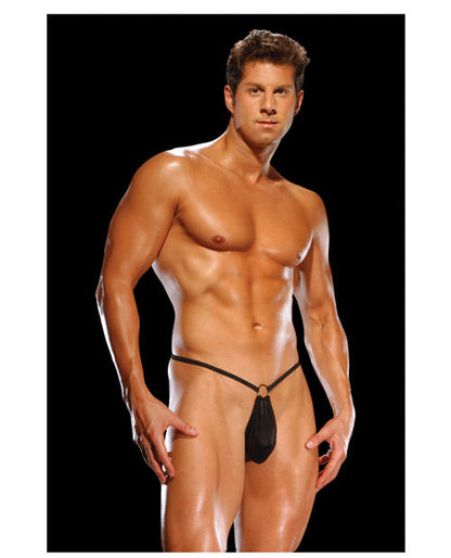 Male Power G-String w/Front Ring Black O/S