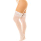 Sheer Thigh High w/Stay Up Silicone Lace Top White O/S