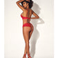 Shadow Stripe Underwire Top w/Heart Detail & Crotchless Bottom Red L/XL