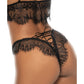 Lace Bralette & Thong Panty w/Lace Up Back Black S/M