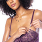 Underwire Bustier w/Removable Straps & High Waisted Thong 2 pc Set - Mulberry XL