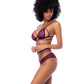 Dot Mesh Underwire Top w/Open Back Panty - Wine S/M