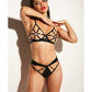 FETISH Dominant Open Cup Caged Bra w/Grommet Tape Strapping & Panty Black LG