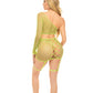 Pink Lipstick Right Thru Me Fishnet Top, Garter Skirt & G-String Neon Green O/S