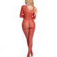 Pink Lipstick Risque Crotchless Bodystocking Red S/M