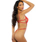 Baroque Heart Embroidered Lace Teddy - Red XL