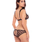 Rene Rofe Naughty Knickers Heart Mesh Peek a Boo Bra & Panties Black S/M