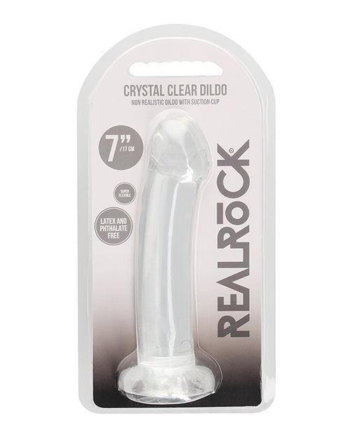 Shots RealRock Large Dildo | Crystal Clear 7" Big Dildo | Transparent Suction Cup Dildo