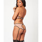 Mesh Cut Out Halter Teddy Nude/Black O/S